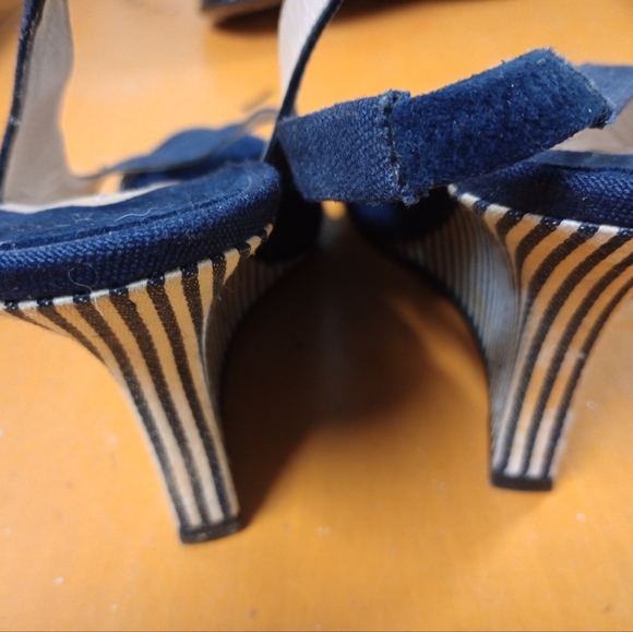 Manolo Blahnik Women's Sling Back Clog Navy Shoes Size 38/7(80) - Picture 6 of 9